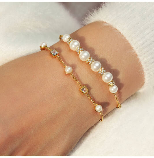  Reimaginer - Bracelets with stone - Silver / 14kt GP - Zirconia - 18,5cm